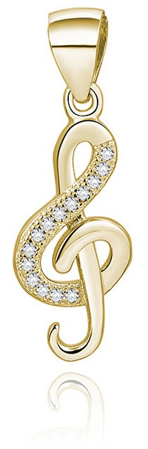 Beneto Ciondolo placcato oro con zirconi Chiave di violino AGH591-GOLD donna