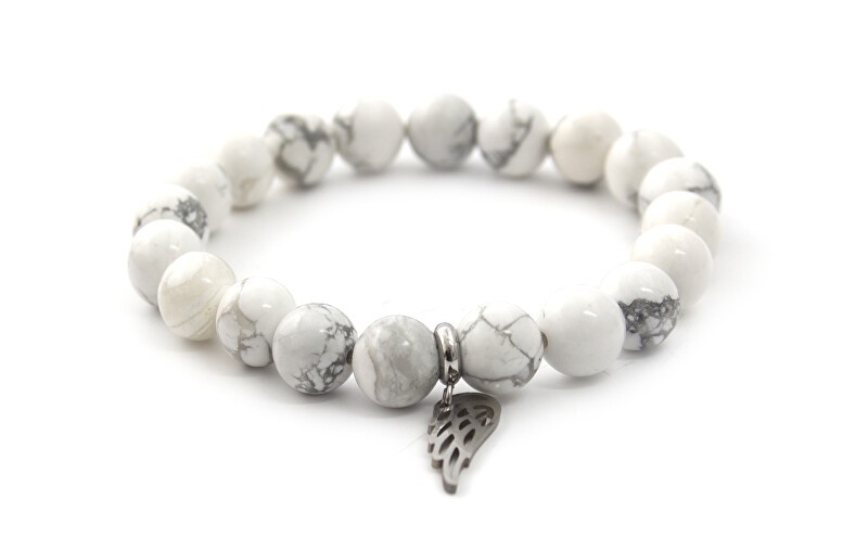 Agato Bracciale di perline in howlite bianca MINK30 / 17 donna