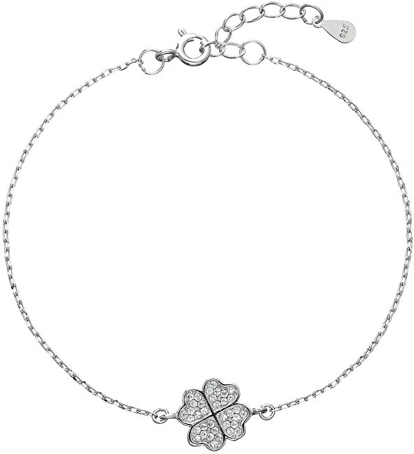Evolution Group Bracciale in argento con zirconi e quadrifoglio portafortuna 13008.1 donna