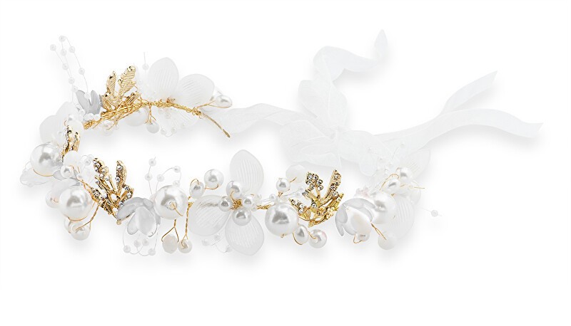 Troli Elegante cerchietto di perle con fiori donna