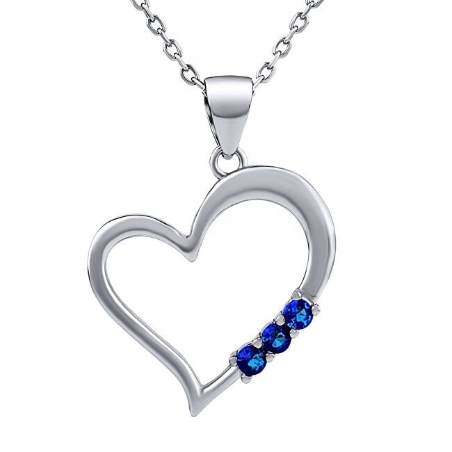 Silvego Collana in argento CUORE con ciondolo a forma di cuore e zirconi Swarovski blu SILVEGO11580NB donna