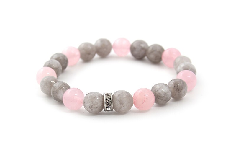 Agato Bracciale con perle di giada e quarzo rosa MINK18/17 donna