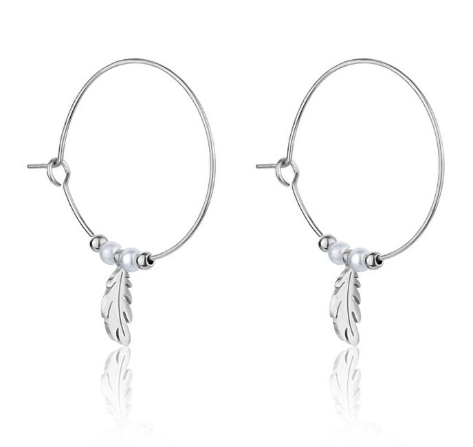 Emily Westwood Orecchini a cerchio in acciaio con perle Ruth EWE23064S donna