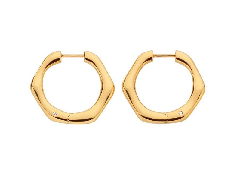 Hot Diamonds Orecchini a cerchio minimalisti placcati in oro con diamanti Jac Jossa Soul DE726 donna