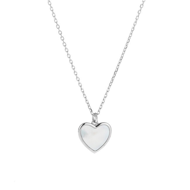 AGAIN Jewelry Delicata collana in argento con cuore in madreperla AJNA0031 catena, pendente donna