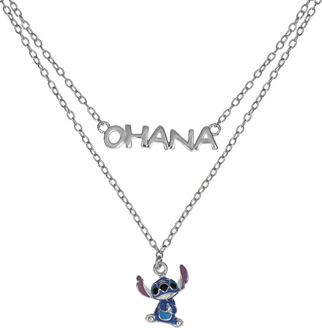 Disney Collana doppia Stitch Lilo & Stitch in argento NS00059SRHL-17.CS catena, ciondolo donna