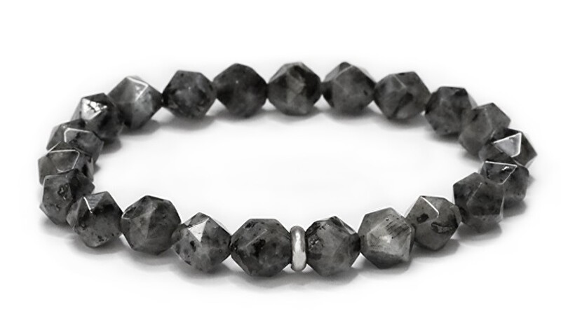 Agato Bracciale con perline di larvikite MINK150/17 unisex