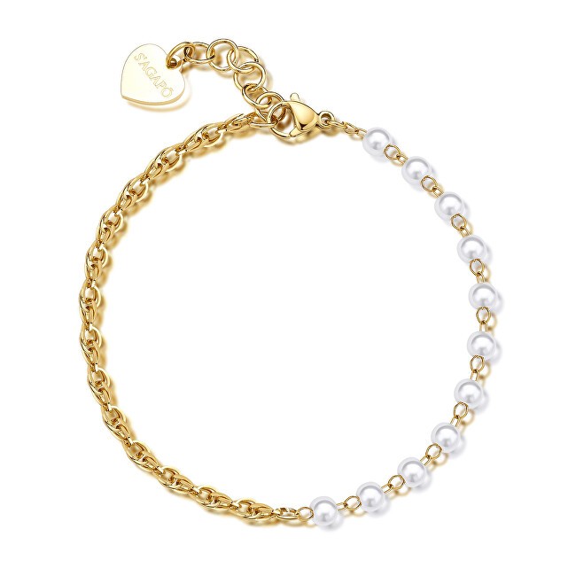S'Agapõ Elegante bracciale con perle grosse placcato oro SHK68 donna