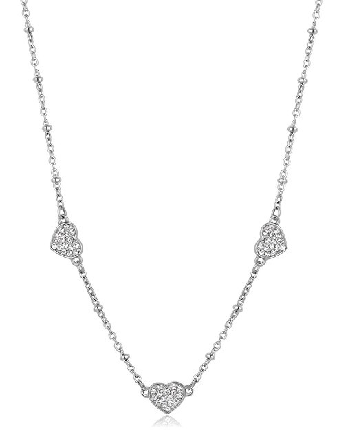S'Agapõ Collana Aurora SAR38 con cuori scintillanti in acciaio donna