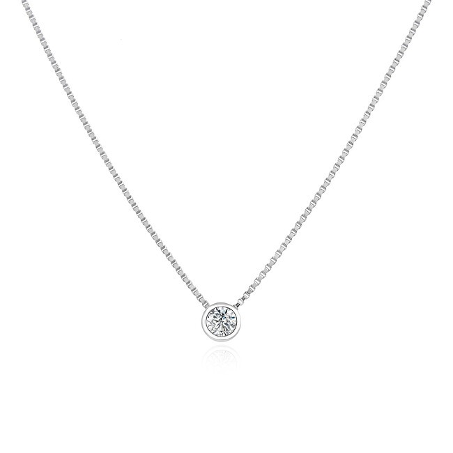 Agato Collana minimalista in argento con zircone trasparente AGS1561/47-W donna