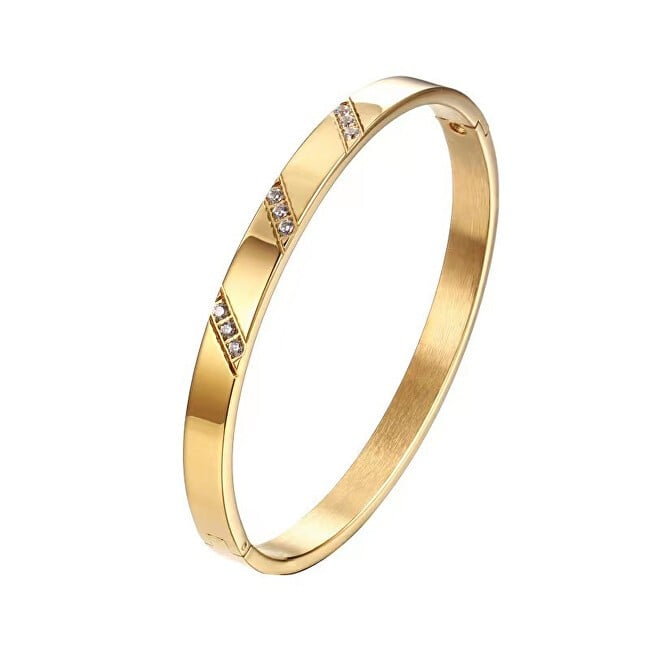 Troli Un affascinante bracciale massiccio placcato oro con cristalli donna