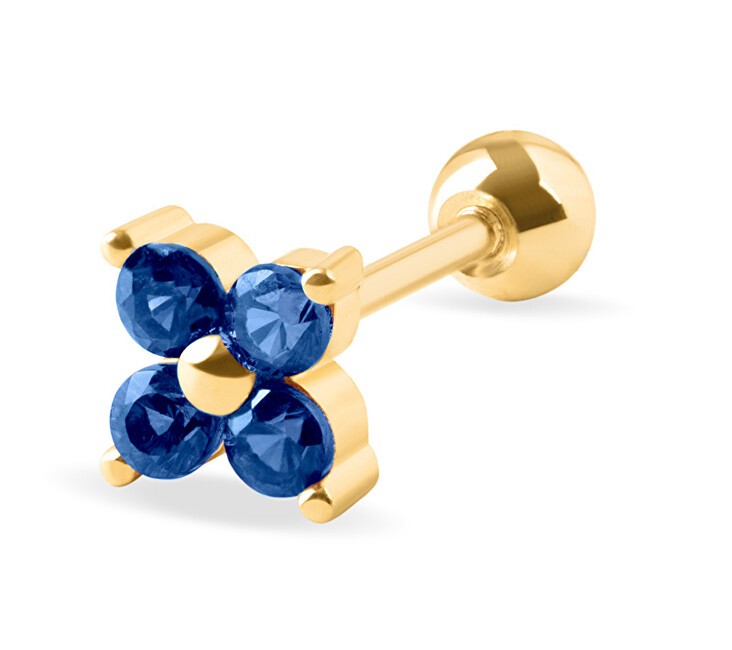 Troli Orecchino da piercing delicato placcato oro con cristalli blu donna