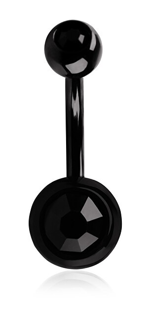 Troli Piercing all'ombelico in acciaio con cristallo nero donna