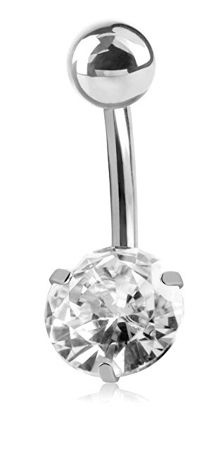 Troli Piercing all'ombelico in acciaio con cristallo trasparente donna