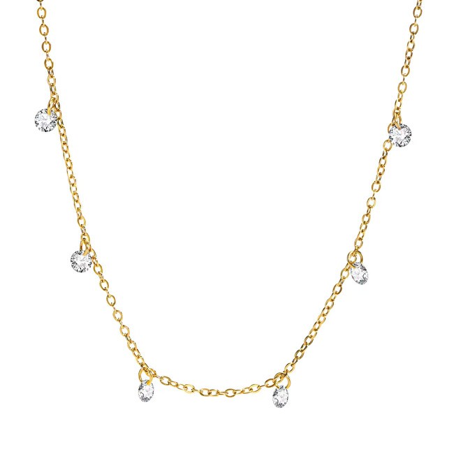 Troli Collana scintillante placcata in oro con cristalli sfaccettati donna