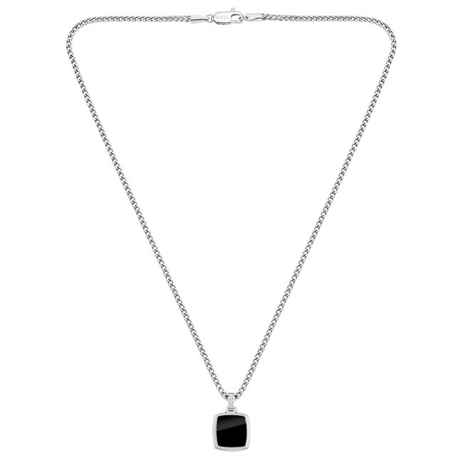 Hugo Boss Collana alla moda in acciaio con onice Odell 1580648 uomo