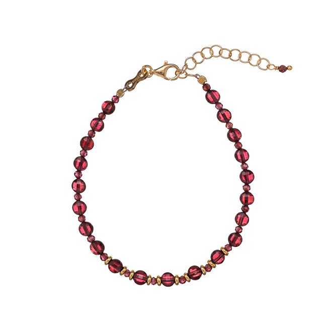 Alisia AL4264-Oro-Granato bracciale di perline in argento placcato oro e granato donna
