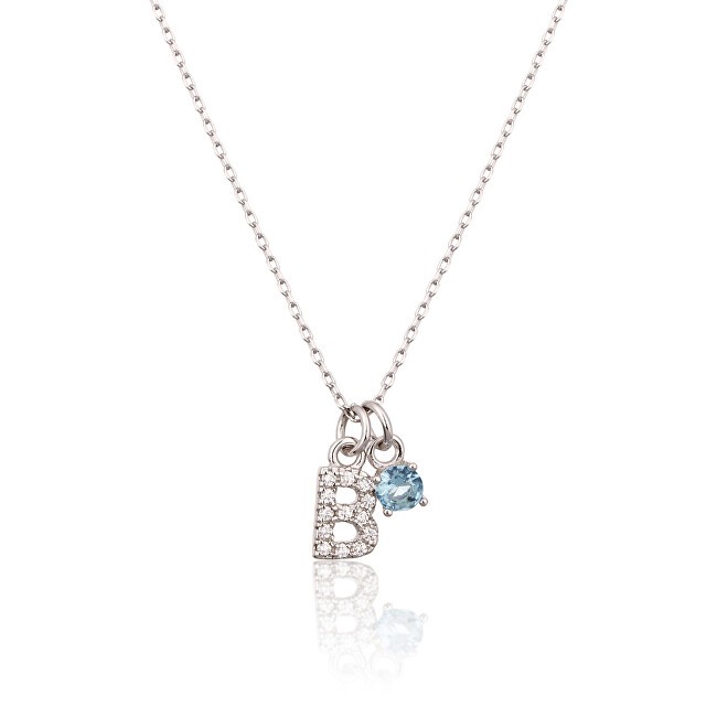 JVD Elegante collana in argento con la lettera "B" e zirconi blu SVLN0324XH2BI0B donna