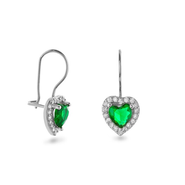 AGAIN Jewelry Orecchini pendenti in argento a forma di cuore con zirconi AJNS0048 donna