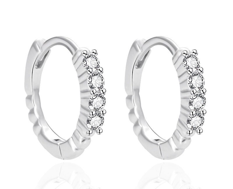 Agato Orecchini rotondi in argento con zirconi trasparenti AGT-E065KW donna