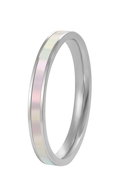 Troli Elegante anello in acciaio con madreperla - Circonferenza: 57 mm donna