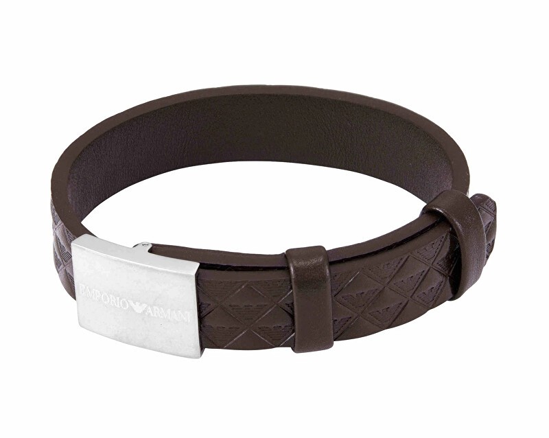 Emporio Armani Bracciale da uomo in pelle con logo aquila EGS3135040 uomo