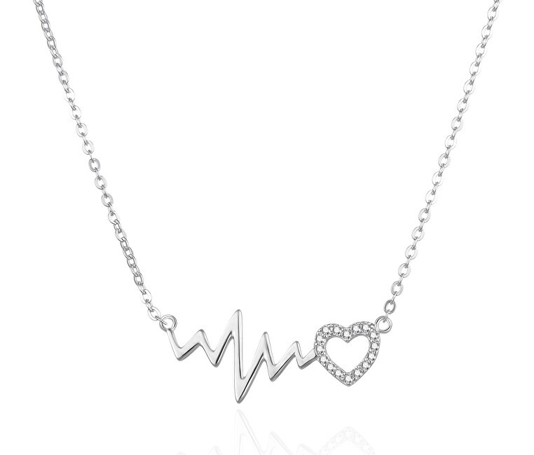 Agato Collana in argento con curva ECG e cuore AGT-N015W donna