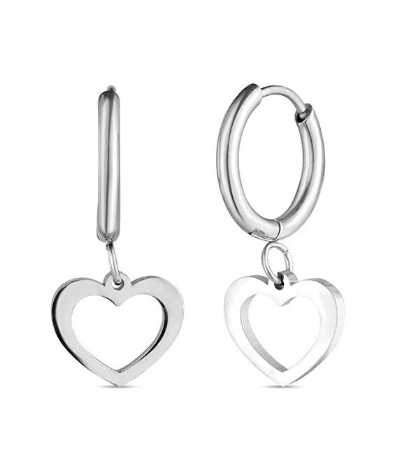 Vuch Orecchini a cerchio a forma di cuore in acciaio Glimmer Silver donna