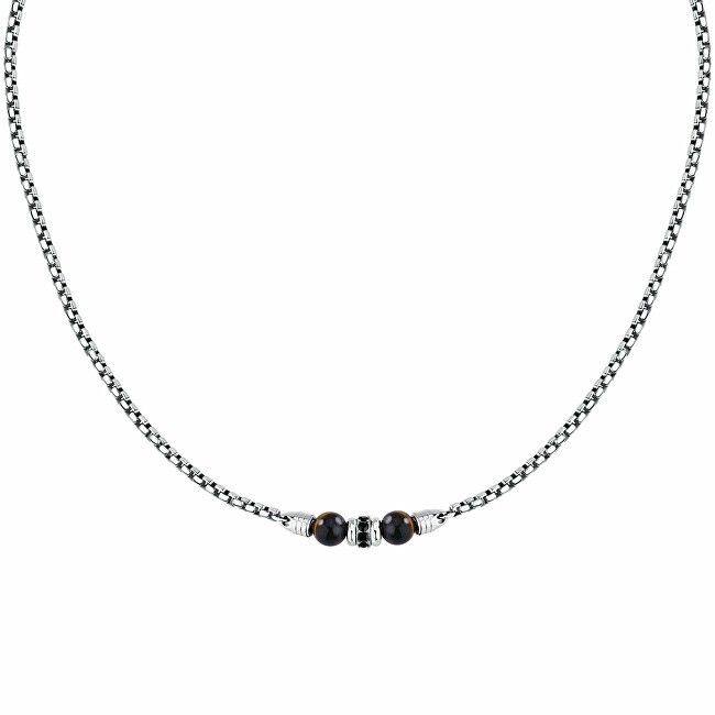 Morellato Collana in acciaio con pietre occhio di tigre S1744 uomo