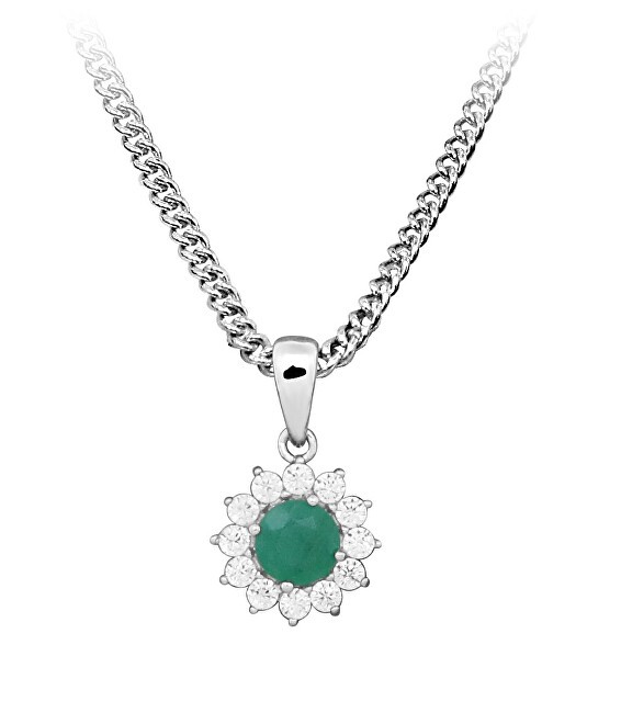 Silver Cat Collana in argento sterling con zirconi e smeraldo SC565 catena, pendente donna