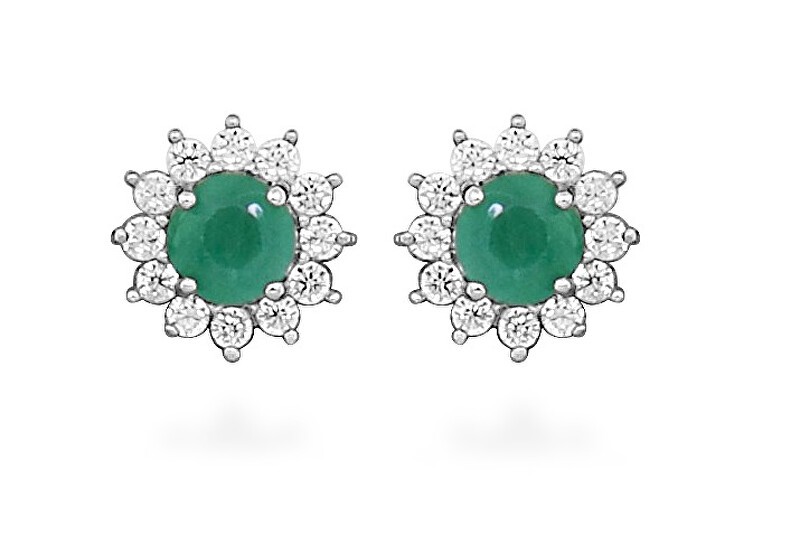 Silver Cat Orecchini in argento con zirconi cubici e smeraldo SC566 donna
