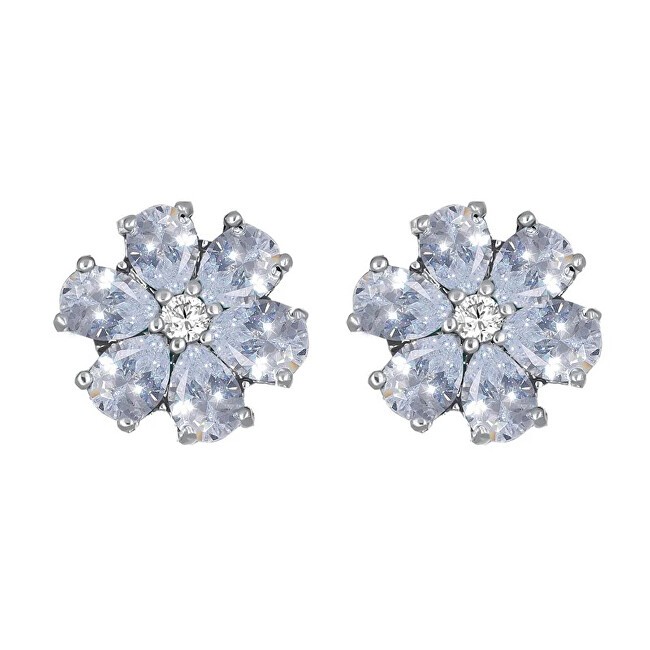 CRYSTalp Orecchini a forma di fiore con cristalli trasparenti Flower Kiss 42288.WHI.R donna