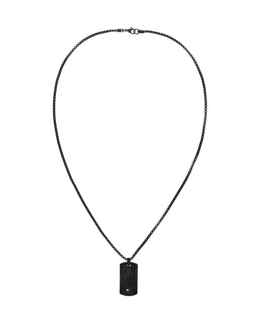 Tommy Hilfiger Collana da uomo nera con distintivo militare Jameson 2790629 uomo