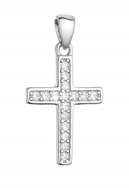 Evolution Group Elegante ciondolo a croce in argento con zirconi 14024.1 donna