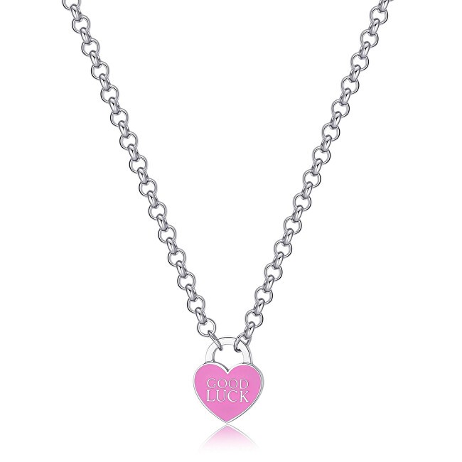 S'Agapõ Delicata collana in acciaio con cuore "Good Luck Be My Always" SBM84 donna