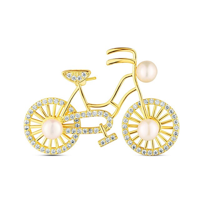 JwL Luxury Pearls Spilla giocosa con perla vera e zirconi, modello Wheel JL0866 donna
