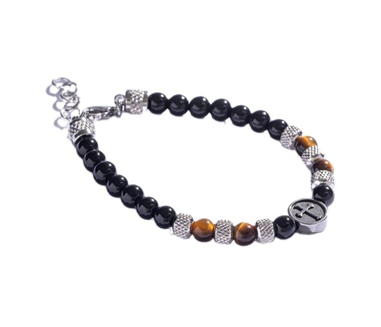 Marc Malone Bracciale con perline occhio di tigre MCGB5018 uomo