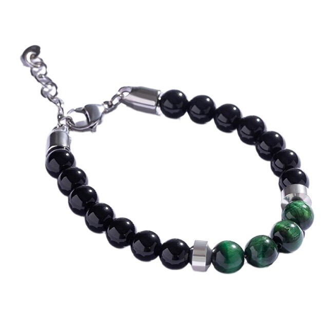 Marc Malone Elegante bracciale con perline e quarzo verde MCGB5020 uomo
