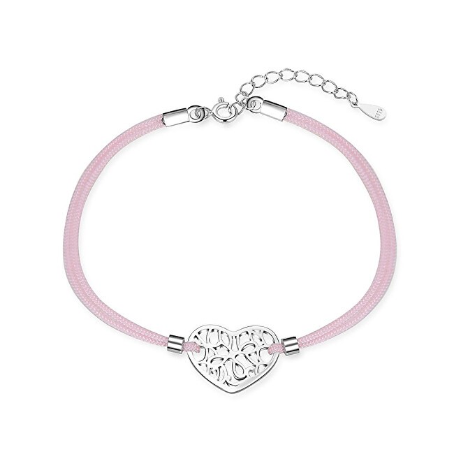 MOISS Bracciale romantico in tessuto rosa con cuore B0000981 donna