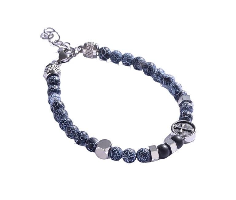 Marc Malone Bracciale da uomo con perline e agata craquelé MCGB5025 uomo
