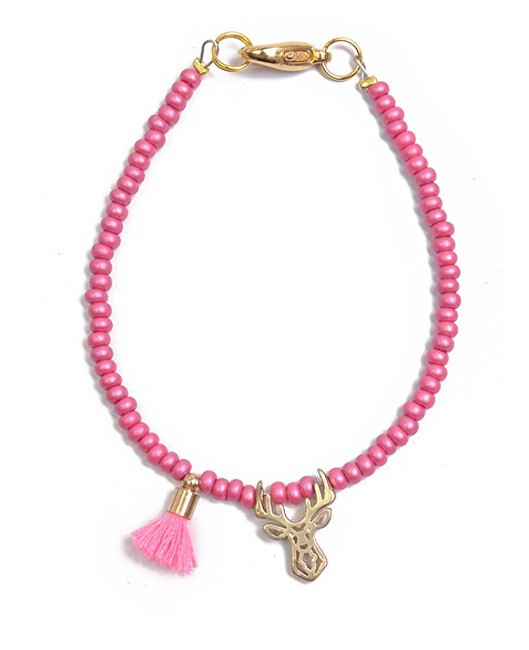 Deers Mini braccialetto di perline fucsia con corno di cervo donna