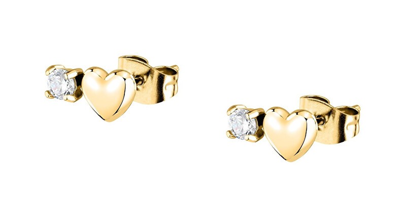 La Petite Story Orecchini lunghi placcati in oro a forma di cuore LPS01AYQ128 donna