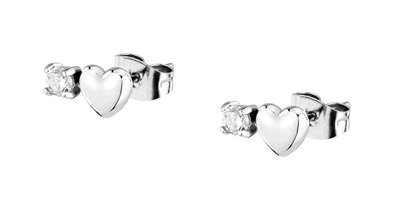 La Petite Story Orecchini a cuore longitudinali in acciaio LPS01AYQ129 donna