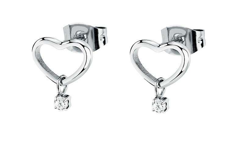 La Petite Story Orecchini a forma di cuore in acciaio con zircone LPS01AYQ130 donna