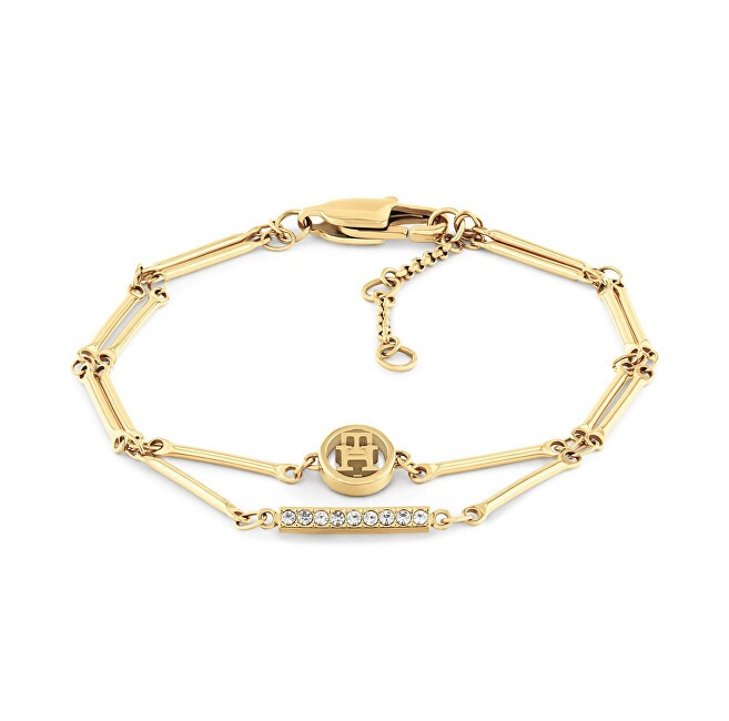 Tommy Hilfiger Elegante bracciale doppio placcato oro con cristalli 2781000 donna