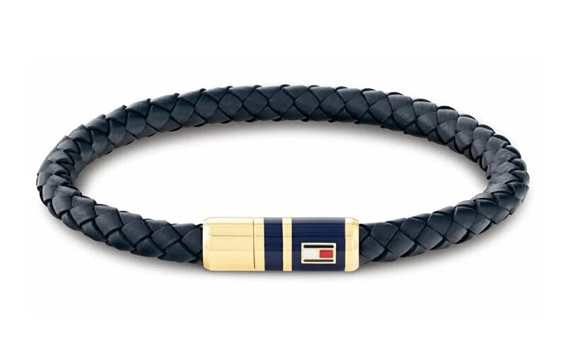 Tommy Hilfiger Elegante bracciale in pelle blu scuro 2790640S uomo