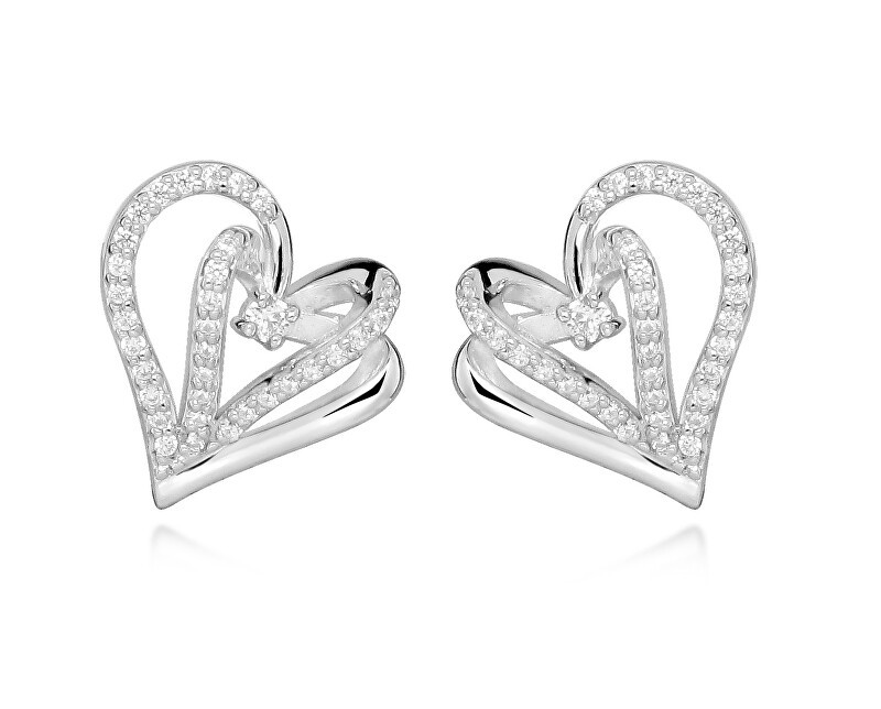 Silver Cat Orecchini a forma di cuore con zirconi cubici Love & Infinity SC604 donna