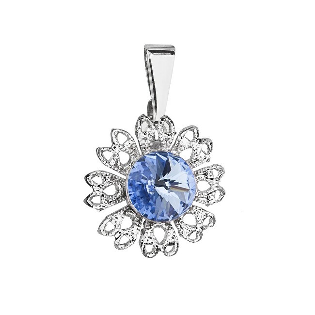 Evolution Group Ciondolo scintillante con fiore in cristallo Swarovski blu 54032.3 zaffiro donna