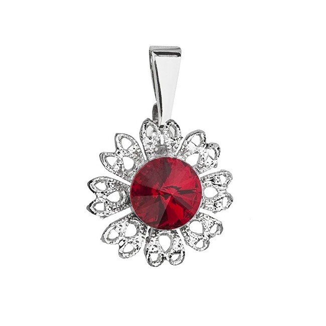 Evolution Group Ciondolo scintillante con fiore in cristallo Swarovski rosso 54032.3 siam donna