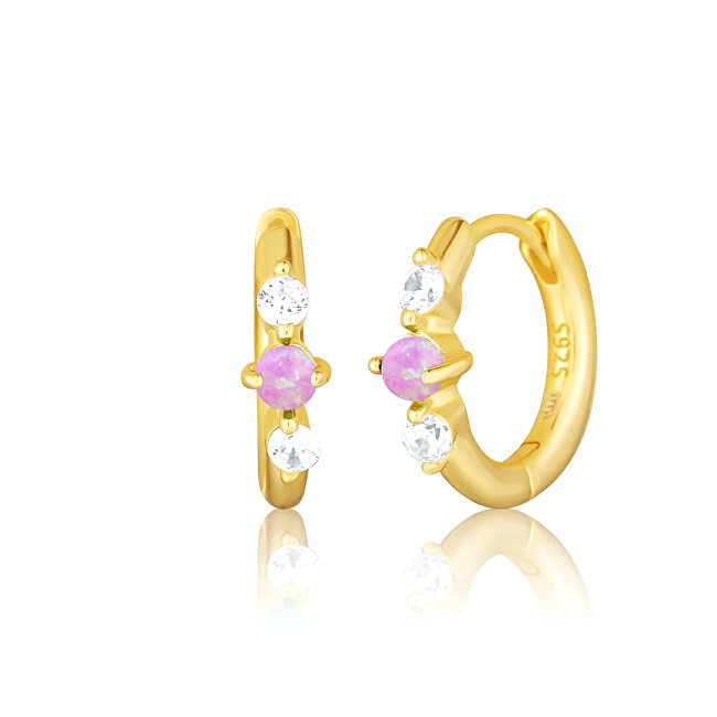 JVD Orecchini a cerchio placcati in oro con opali sintetici rosa SVLE3073XH2G400 donna